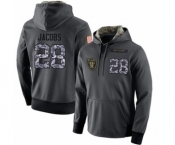 Football Men's Oakland Raiders #28 Josh Jacobs Stitched Black Anthracite Salute to Service Player Performance Hoodie