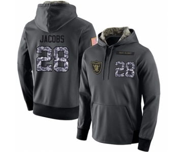 Football Men's Oakland Raiders #28 Josh Jacobs Stitched Black Anthracite Salute to Service Player Performance Hoodie