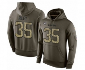 Football Men's Oakland Raiders #35 Curtis Riley Green Salute To Service Pullover Hoodie