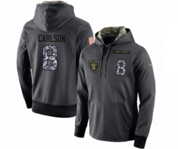 Football Men's Oakland Raiders #8 Daniel Carlson Stitched Black Anthracite Salute to Service Player Performance Hoodie