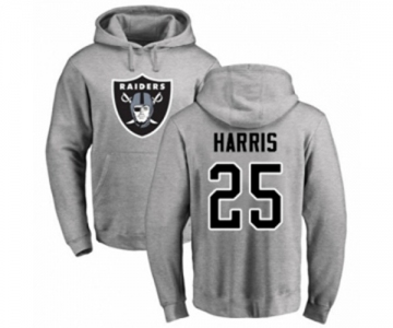 Football Oakland Raiders #25 Erik Harris Ash Name & Number Logo Pullover Hoodie