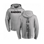 Football Oakland Raiders #28 Josh Jacobs Ash Backer Pullover Hoodie