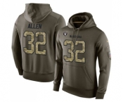 Football Oakland Raiders #32 Marcus Allen Green Salute To Service Men's Pullover Hoodie