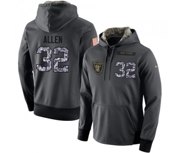 Football Oakland Raiders #32 Marcus Allen Stitched Black Anthracite Salute to Service Player Performance Hoodie