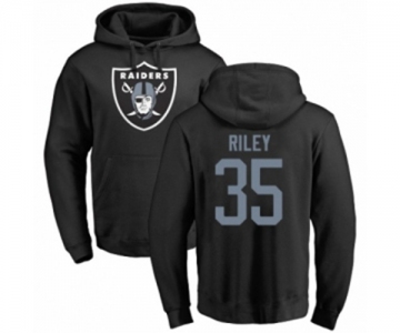 Football Oakland Raiders #35 Curtis Riley Black Name & Number Logo Pullover Hoodie