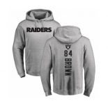 Football Oakland Raiders #84 Antonio Brown Ash Backer Pullover Hoodie