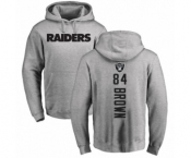 Football Oakland Raiders #84 Antonio Brown Ash Backer Pullover Hoodie