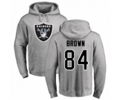 Football Oakland Raiders #84 Antonio Brown Ash Name & Number Logo Pullover Hoodie