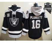 Men's Las Vegas Raiders #16 Jim Plunkett NEW Black 2020 Inaugural Season Pocket Stitched NFL Pullover Hoodie