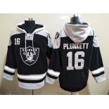 Men's Las Vegas Raiders 16 Jim Plunkett NEW Black Pocket Stitched NFL Pullover Hoodie