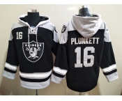 Men's Las Vegas Raiders 16 Jim Plunkett NEW Black Pocket Stitched NFL Pullover Hoodie