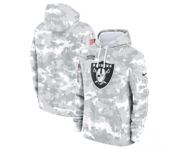 Men's Las Vegas Raiders 2024 Arctic Camo Salute To Service Club Fleece Pullover Hoodie