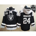 Men's Las Vegas Raiders #24 Charles Woodson NEW Black 2020 Inaugural Season Pocket Stitched NFL Pullover Hoodie