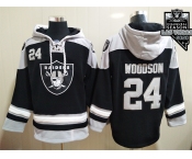 Men's Las Vegas Raiders #24 Charles Woodson NEW Black 2020 Inaugural Season Pocket Stitched NFL Pullover Hoodie