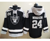 Men's Las Vegas Raiders 24 Charles Woodson NEW Black Pocket Stitched NFL Pullover Hoodie