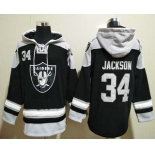 Men's Las Vegas Raiders #34 Bo Jackson Black Stitched NFL Hoodie