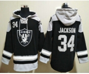 Men's Las Vegas Raiders #34 Bo Jackson Black Stitched NFL Hoodie