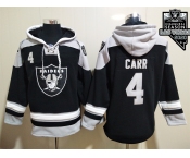 Men's Las Vegas Raiders #4 Derek Carr NEW Black 2020 Inaugural Season Pocket Stitched NFL Pullover Hoodie