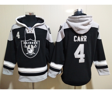 Men's Las Vegas Raiders 4 Derek Carr NEW Black Pocket Stitched NFL Pullover Hoodie