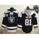 Men's Las Vegas Raiders #81 Antonio Brown NEW Black 2020 Inaugural Season Pocket Stitched NFL Pullover Hoodie