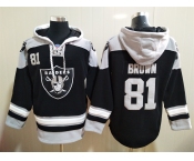 Men's Las Vegas Raiders #81 Antonio Brown NEW Black Pocket Stitched NFL Pullover Hoodie