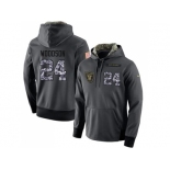 NFL Men's Nike Oakland Raiders #24 Charles Woodson Stitched Black Anthracite Salute to Service Player Performance Hoodie