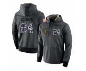 NFL Men's Nike Oakland Raiders #24 Charles Woodson Stitched Black Anthracite Salute to Service Player Performance Hoodie