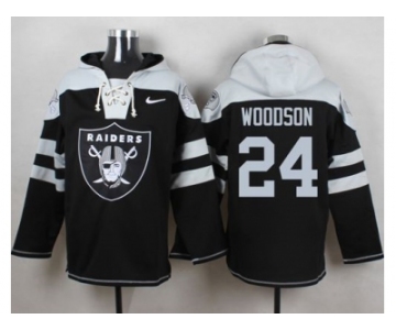 Nike Oakland Raiders #24 Charles Woodson Black Player Pullover Hoodie