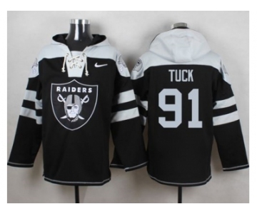 Nike Oakland Raiders #91 Justin Tuck Black Player Pullover Hoodie