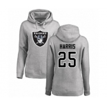 Football Women's Oakland Raiders #25 Erik Harris Ash Name & Number Logo Pullover Hoodie