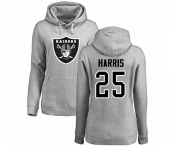 Football Women's Oakland Raiders #25 Erik Harris Ash Name & Number Logo Pullover Hoodie