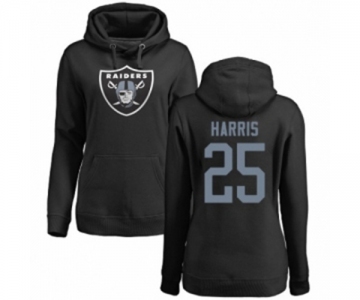 Football Women's Oakland Raiders #25 Erik Harris Black Name & Number Logo Pullover Hoodie