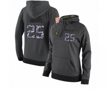 Football Women's Oakland Raiders #25 Erik Harris Stitched Black Anthracite Salute to Service Player Performance Hoodie