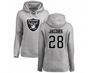 Football Women's Oakland Raiders #28 Josh Jacobs Ash Name & Number Logo Pullover Hoodie