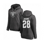 Football Women's Oakland Raiders #28 Josh Jacobs Ash One Color Pullover Hoodie