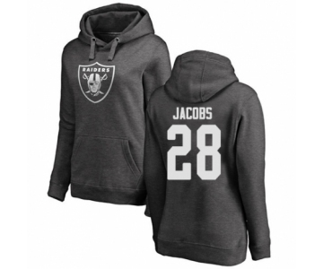 Football Women's Oakland Raiders #28 Josh Jacobs Ash One Color Pullover Hoodie