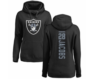 Football Women's Oakland Raiders #28 Josh Jacobs Black Backer Pullover Hoodie