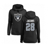 Football Women's Oakland Raiders #28 Josh Jacobs Black Name & Number Logo Pullover Hoodie