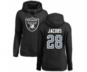 Football Women's Oakland Raiders #28 Josh Jacobs Black Name & Number Logo Pullover Hoodie