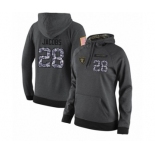 Football Women's Oakland Raiders #28 Josh Jacobs Stitched Black Anthracite Salute to Service Player Performance Hoodie