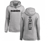 Football Women's Oakland Raiders #32 Marcus Allen Ash Backer Pullover Hoodie