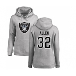 Football Women's Oakland Raiders #32 Marcus Allen Ash Name & Number Logo Pullover Hoodie