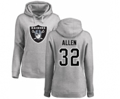 Football Women's Oakland Raiders #32 Marcus Allen Ash Name & Number Logo Pullover Hoodie