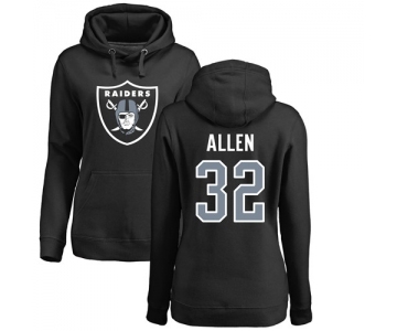 Football Women's Oakland Raiders #32 Marcus Allen Black Name & Number Logo Pullover Hoodie