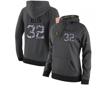 Football Women's Oakland Raiders #32 Marcus Allen Stitched Black Anthracite Salute to Service Player Performance Hoodie