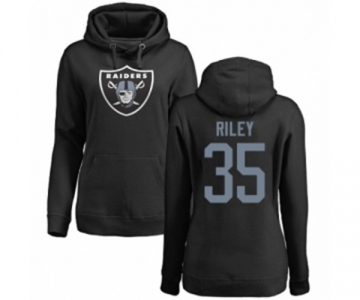 Football Women's Oakland Raiders #35 Curtis Riley Black Name & Number Logo Pullover Hoodie