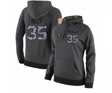 Football Women's Oakland Raiders #35 Curtis Riley Stitched Black Anthracite Salute to Service Player Performance Hoodie