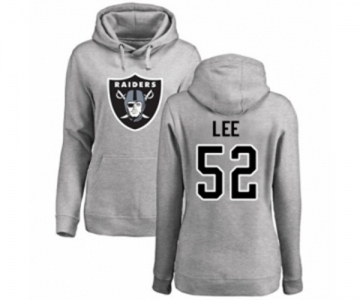 Football Women's Oakland Raiders #52 Marquel Lee Ash Name & Number Logo Pullover Hoodie