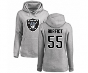 Football Women's Oakland Raiders #55 Vontaze Burfict Ash Name & Number Logo Pullover Hoodie