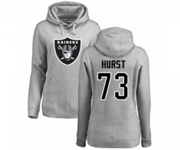 Football Women's Oakland Raiders #73 Maurice Hurst Ash Name & Number Logo Pullover Hoodie